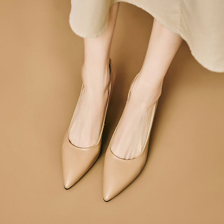 Womens Genuine Leather Heels Classic Fit