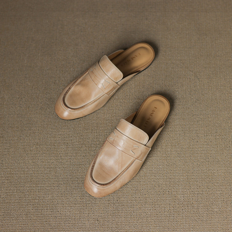 Womens Genuine Leather Mules Slip-On Comfortable