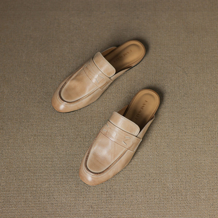 Womens Genuine Leather Mules Slip-On Comfortable