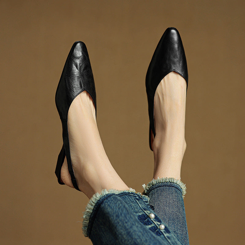 Womens Slingback Shoes Genuine Leather Classic Fit
