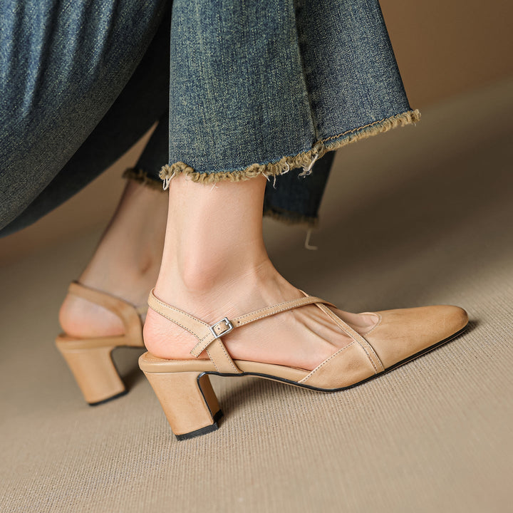 Womens Slingback Shoes Genuine Leather