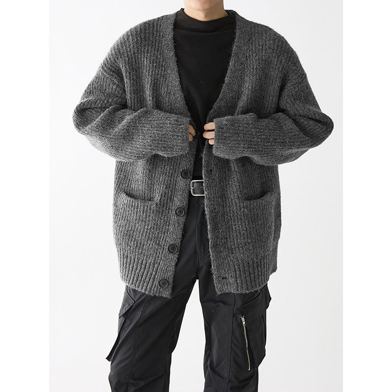 Mens Knit Cardigan Textured Oversized Fit