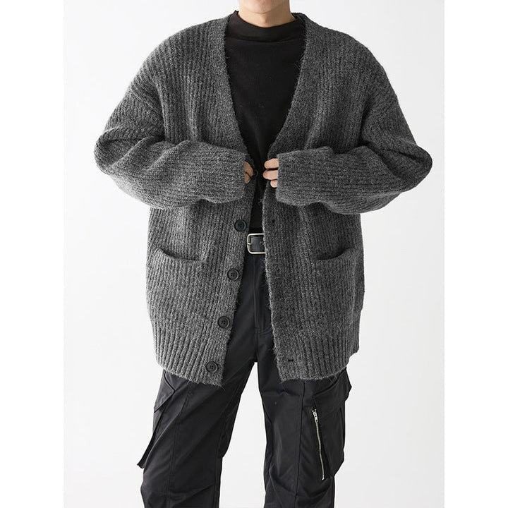 Mens Knit Cardigan Textured Oversized Fit