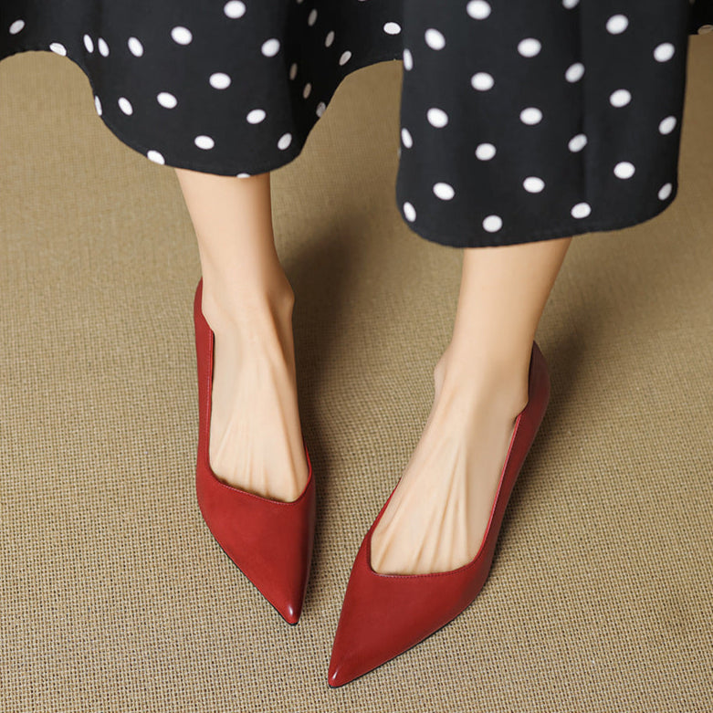 Womens Genuine Leather Heels Classic Fit