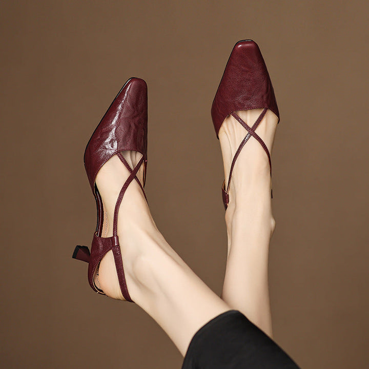 Womens Genuine Leather Heels Classic Fit