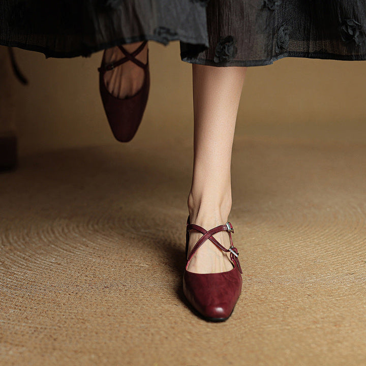 Womens Leather Flats Genuine Material