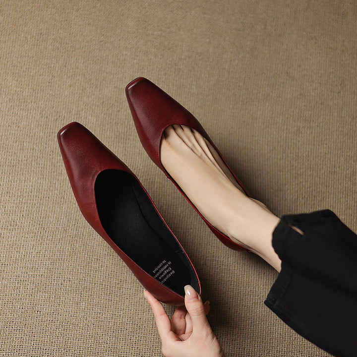 Womens Genuine Leather Flats Slip-On Style