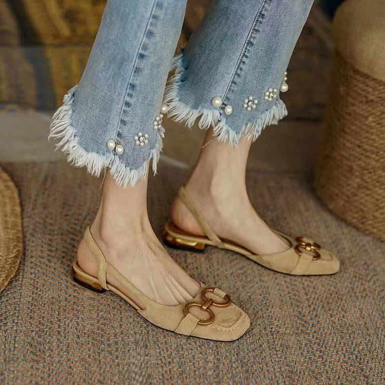 Womens Slingback Shoes Leather Strap Elegant Fit