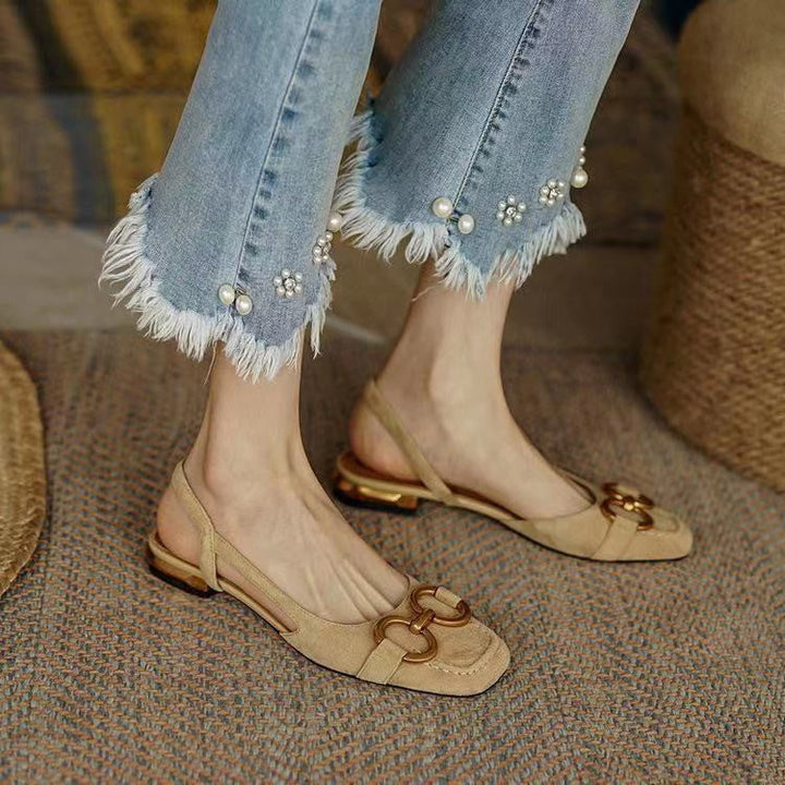 Womens Slingback Shoes Leather Strap Elegant Fit