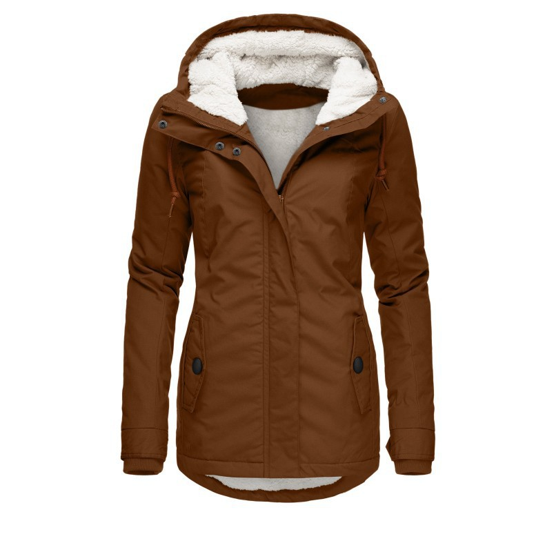 Womens Hooded Coat with Warm Fleece Lining