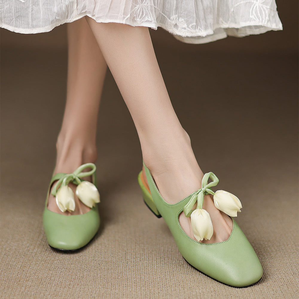 Womens Slingback Shoes Genuine Leather Classic Fit