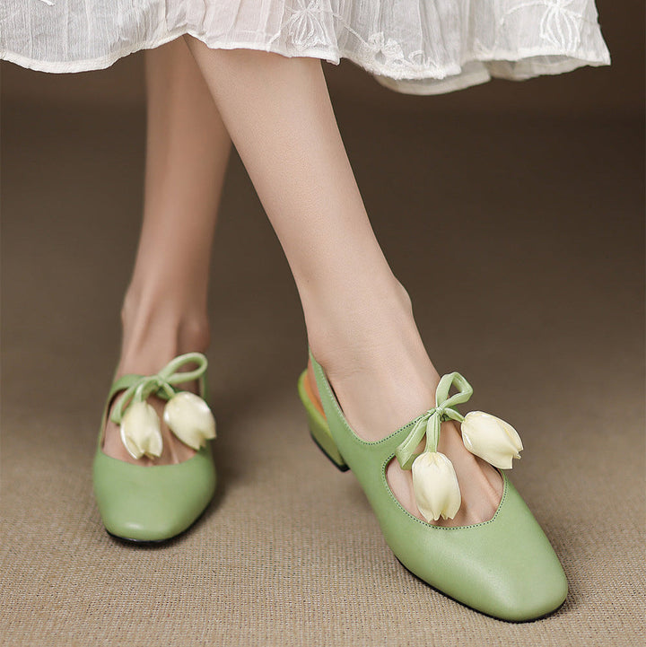 Womens Slingback Shoes Genuine Leather Classic Fit