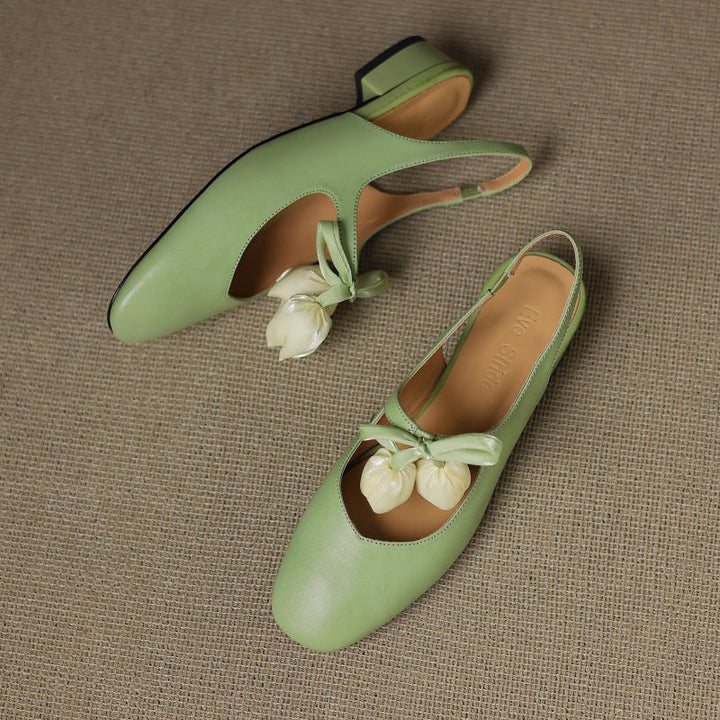 Womens Slingback Shoes Genuine Leather Classic Fit