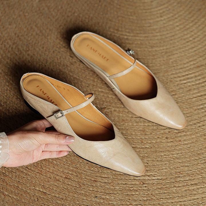 Womens Leather Mules Genuine Leather Slip-On