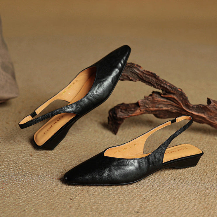 Womens Slingback Shoes Genuine Leather Classic Fit