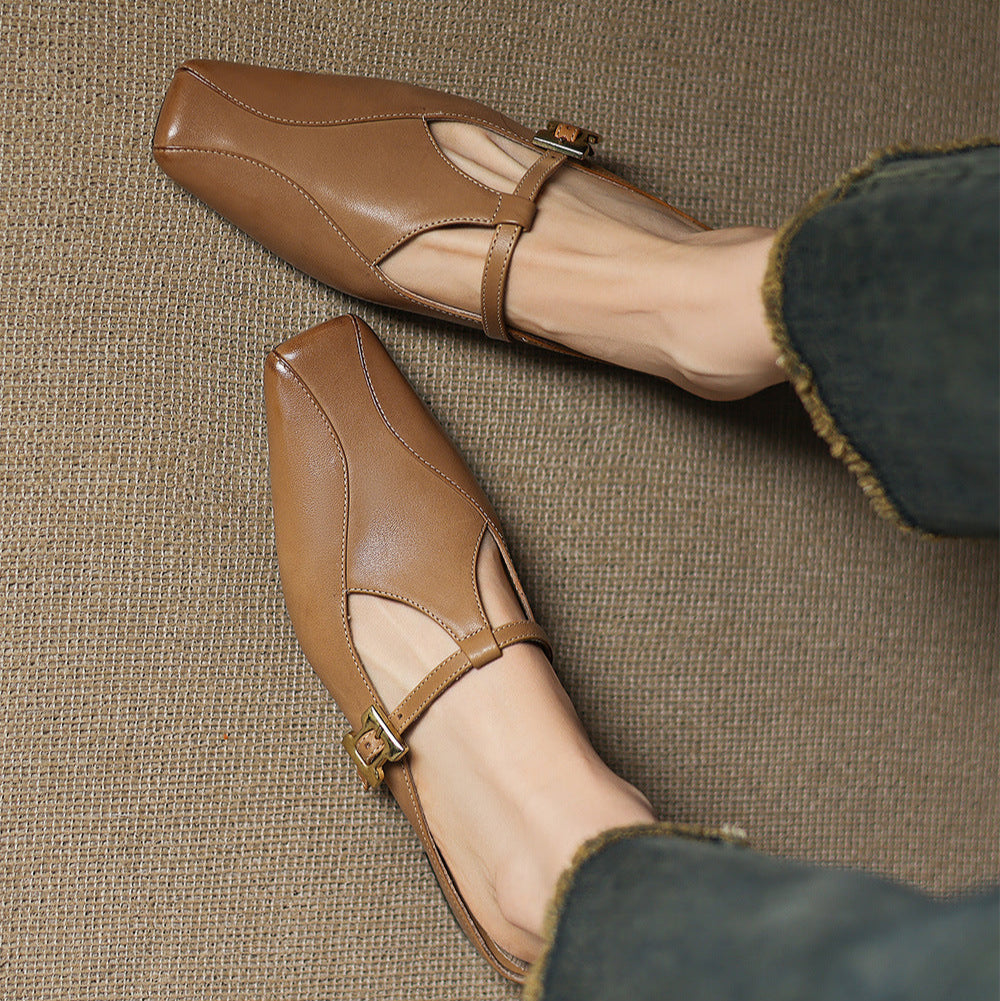 Womens Leather Mules Genuine Leather Slip-On