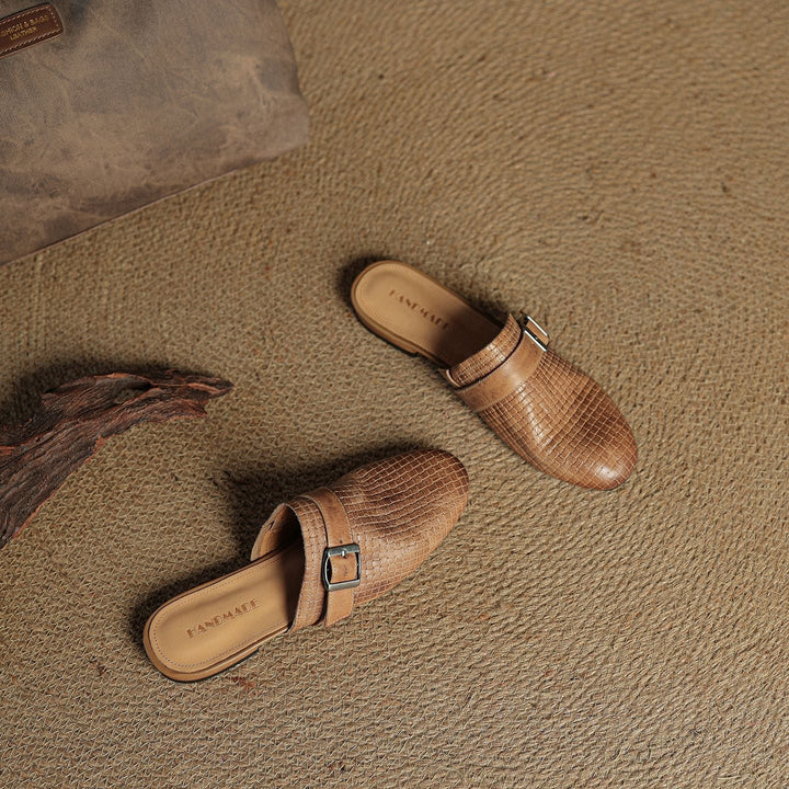 Womens Leather Mules Genuine Leather Slip-On