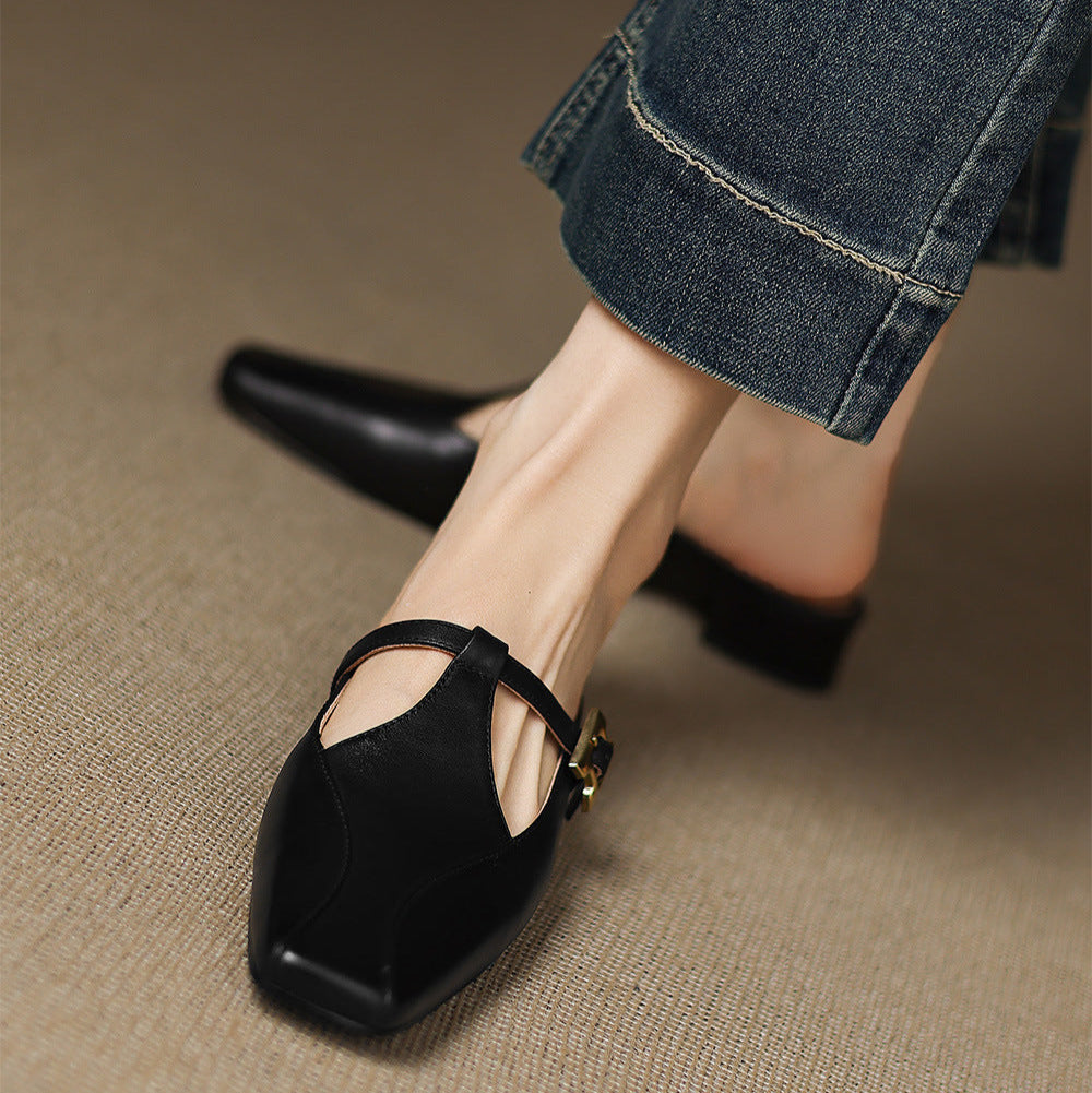 Womens Leather Mules Genuine Leather Slip-On
