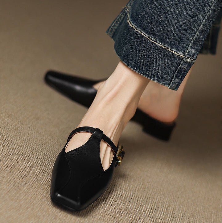 Womens Leather Mules Genuine Leather Slip-On