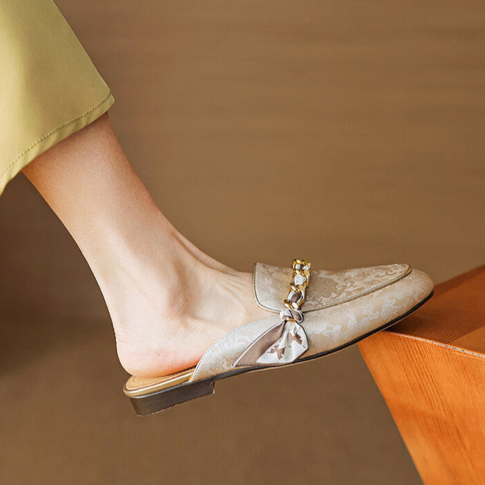 Womens Genuine Leather Mules Slip-On Style