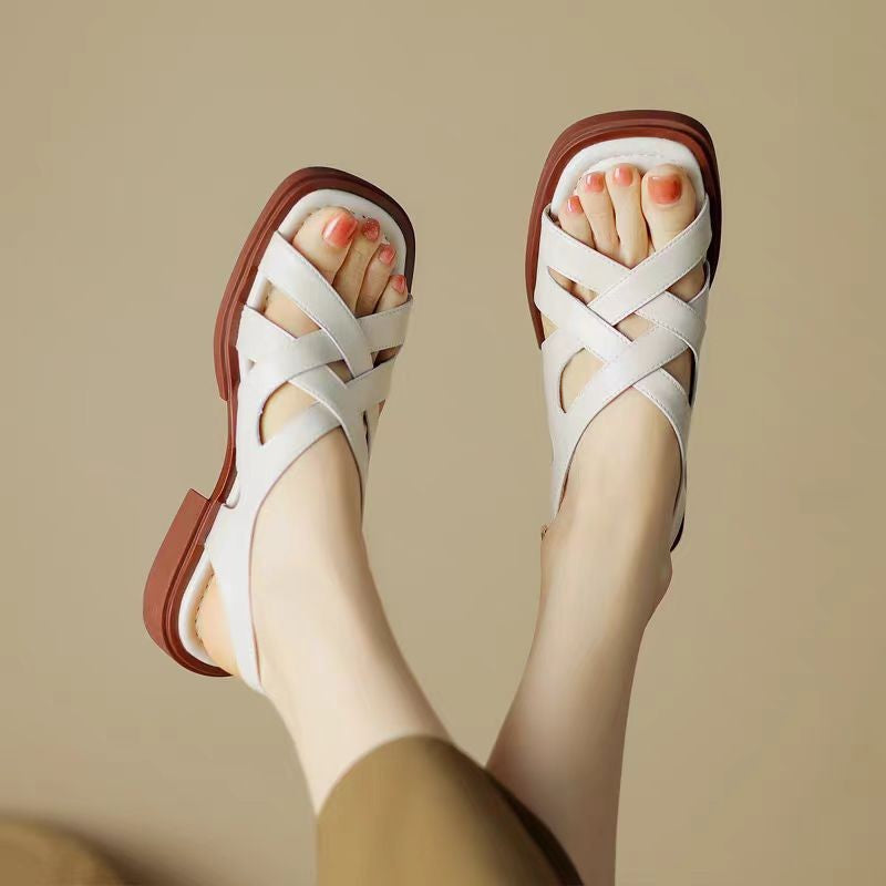 Womens Leather Sandals Slip-On Comfortable Fit - BritishMode