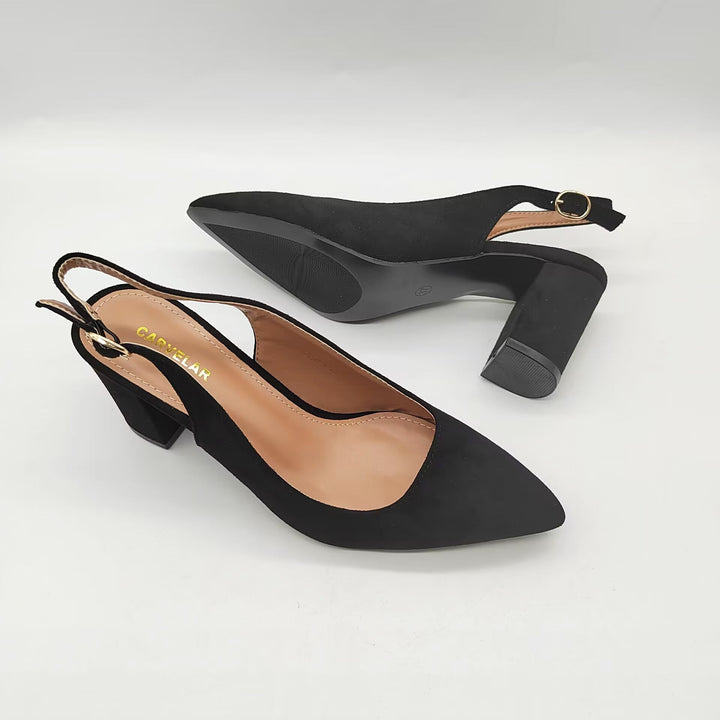 Womens Heeled Shoes Leather Pointed Toe