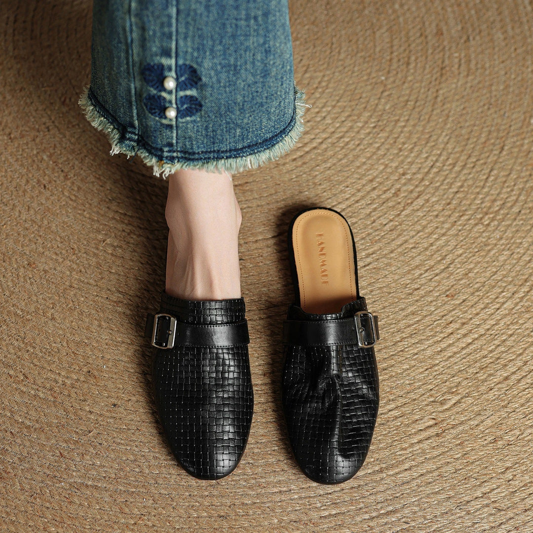 Womens Leather Mules Genuine Leather Slip-On