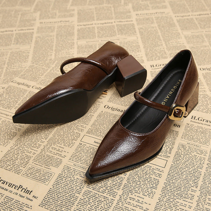 Womens Block Heel Shoes with Adjustable Strap