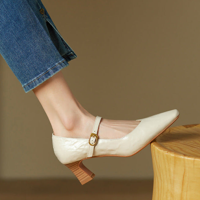 Womens Genuine Leather Heels Classic Fit