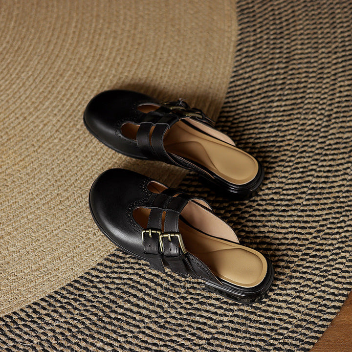 Womens Genuine Leather Mules Slip-On Comfortable