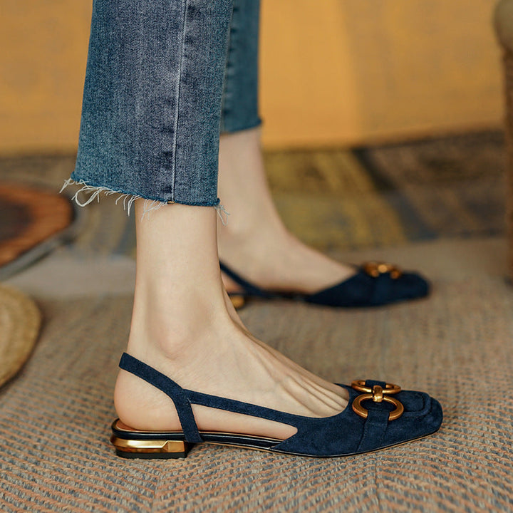 Womens Slingback Shoes Leather Strap Elegant Fit - BritishMode
