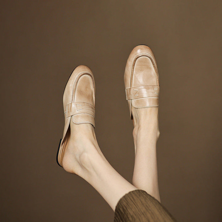 Womens Genuine Leather Mules Slip-On Comfortable