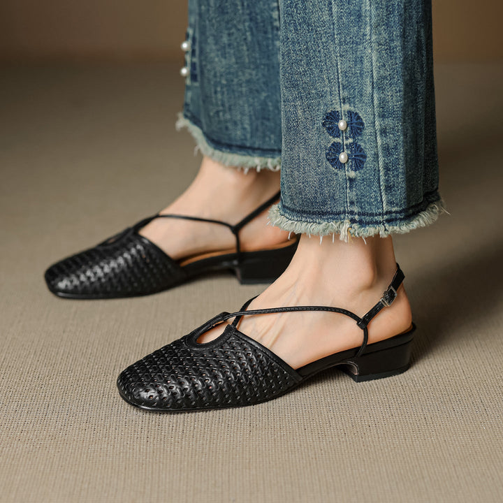 Womens Slingback Shoes Genuine Leather Classic Fit