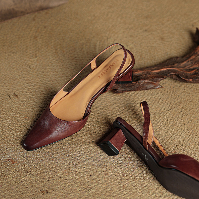 Womens Genuine Leather Heels Classic Fit