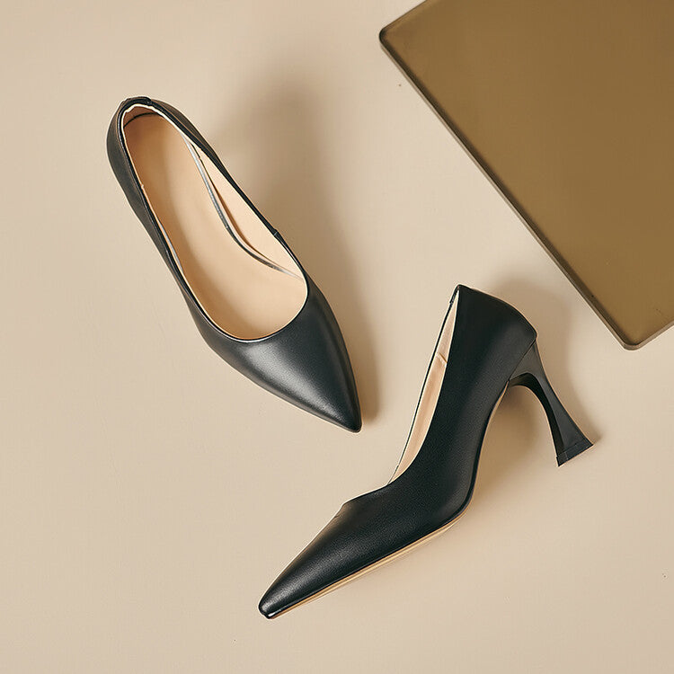 Womens Genuine Leather Heels Classic Fit