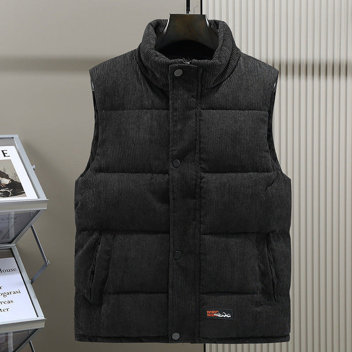 Mens Quilted Corduroy Vest Sleeveless Casual Fit