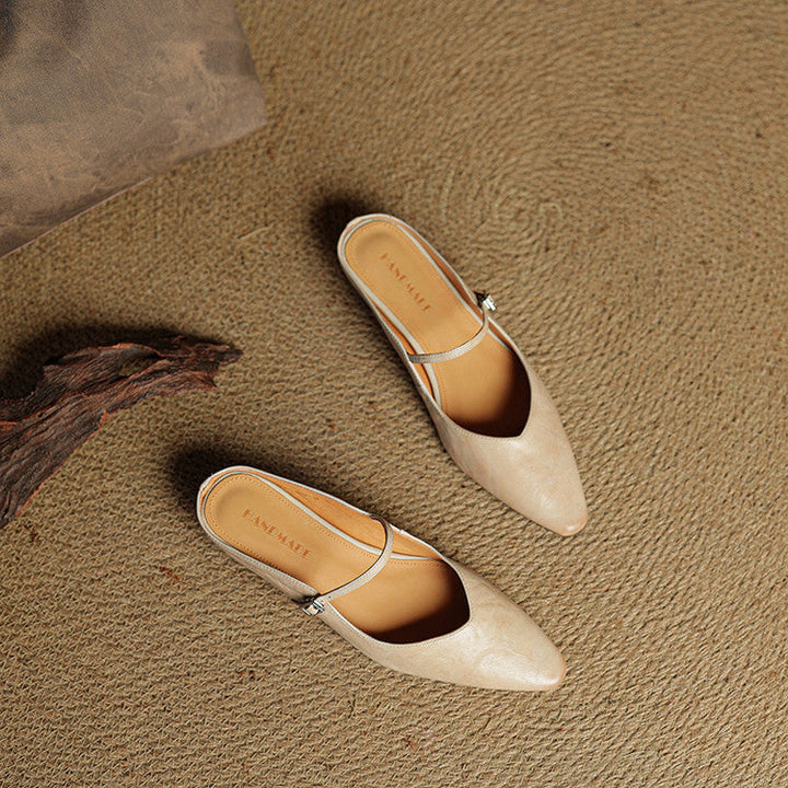 Womens Leather Mules Genuine Leather Slip-On
