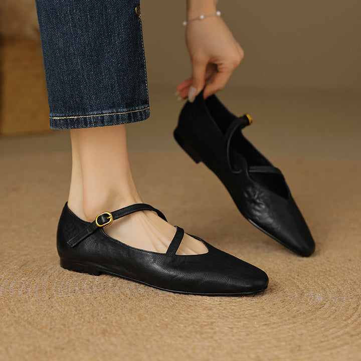 Womens Flats Genuine Leather Slip-On