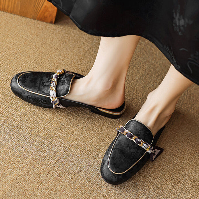Womens Genuine Leather Mules Slip-On Style
