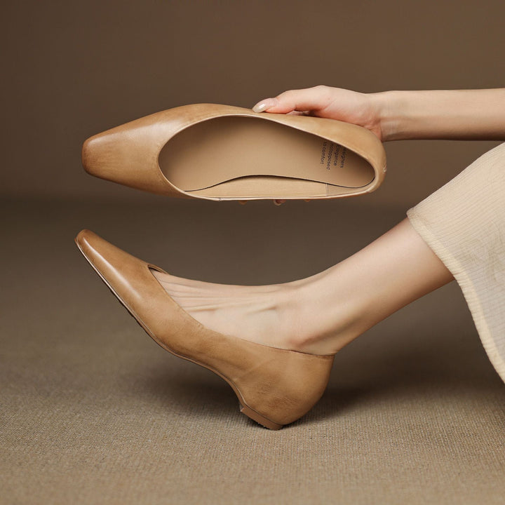 Womens Genuine Leather Flats Slip-On Style