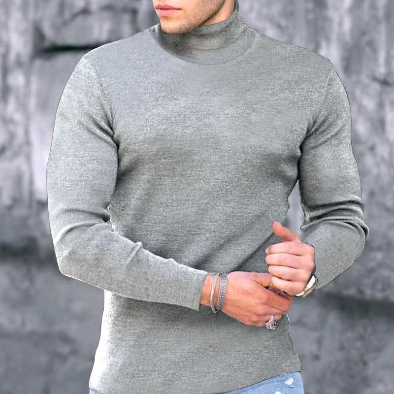 Mens Turtleneck Top Soft Knit Form Fitting