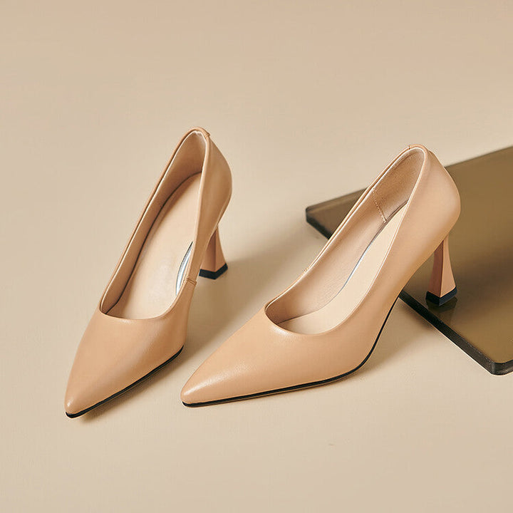 Womens Genuine Leather Heels Classic Fit