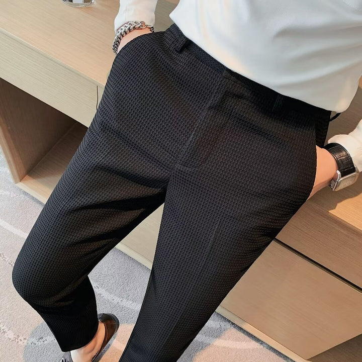Mens Slim Fit Textured Trousers