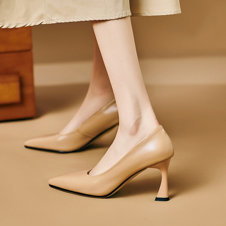 Womens Genuine Leather Heels Classic Fit