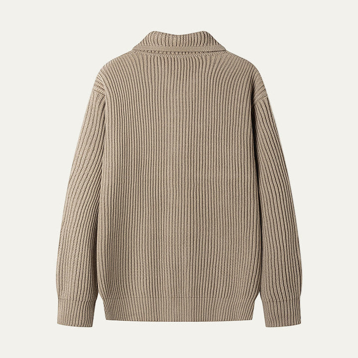Mens Knit Cardigan Textured Stripe Button Front