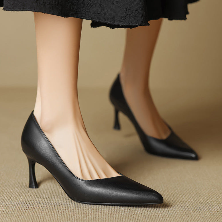 Womens Genuine Leather Heels Classic Fit