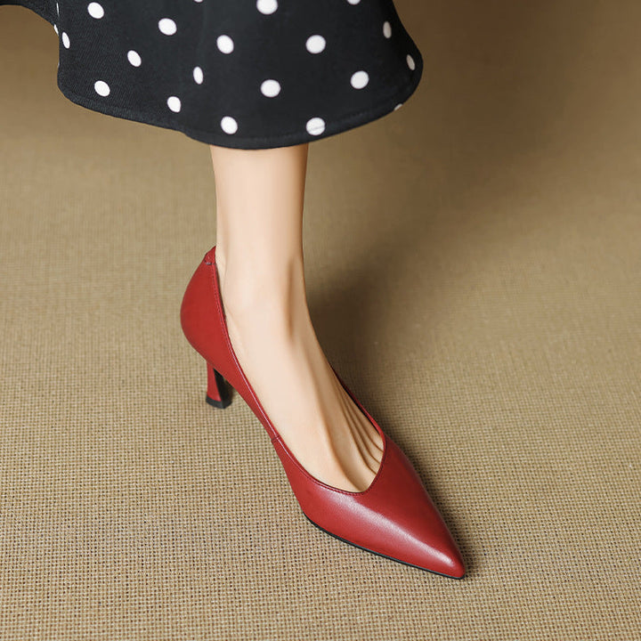 Womens Genuine Leather Heels Classic Fit