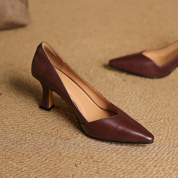 Womens Genuine Leather Heels Classic Fit