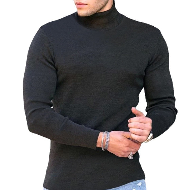 Mens Turtleneck Top Soft Knit Form Fitting