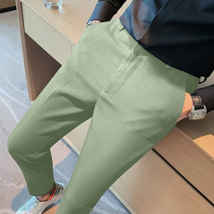 Mens Slim Fit Textured Trousers